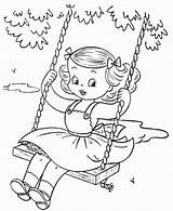 Coloring Pages Summer Printable Swing Girl Little Girls Colors Sheets sketch template