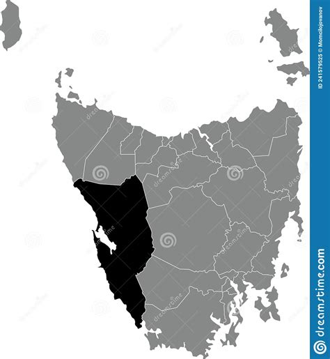 locator map   west coast tasmania stock vector illustration  geographic geography