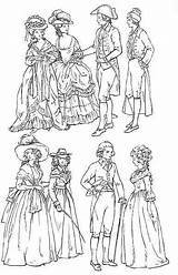 Costumes 1770 18th Americanrevolution Colouring sketch template