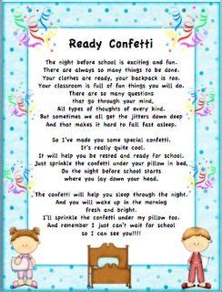 ready confetti poem  kindergarten kindergarten  day