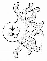 Tip Painting Dot Preschool Templates Octopus Fruit Do Worksheets Glue Loops Then Color sketch template