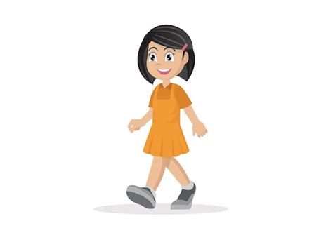 cartoon girl walking clipart  riset