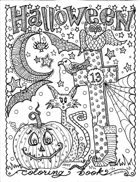 halloween coloring page  adults  pumpkins bats  witches