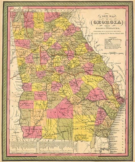 augustus mitchell map  geogia    website historical atlas  georgia counties