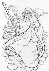 Wizard Merlin sketch template