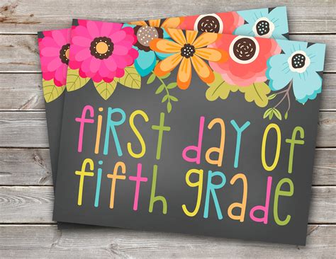 day   grade printable sign  floral etsy