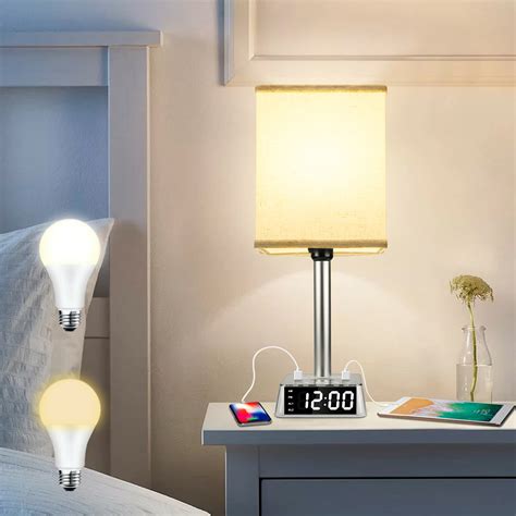 table lamp bedside table lamps   usb ports  ac power outlets alarm clock base  ft