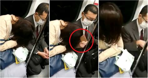 japanese man hits sleeping woman s head with his phone on train