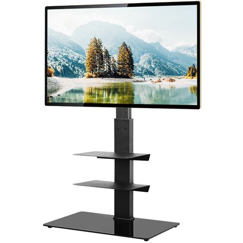 Rfiver Floor Tv Stand With Swivel Mount Bracket For Tvs Up To 65 Glass