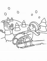 Coloring Winter Pages Sledge Riding Printable Little Boy Blue Kids Scene Christmas Color Template Drawing Choose Board sketch template