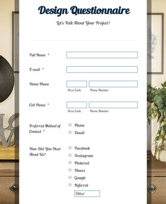 interior design questionnaire form template jotform
