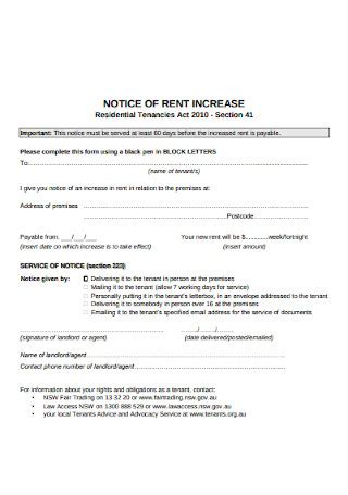 sample notice  rent increase   ms word