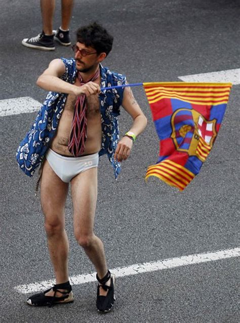 Caption This Half Naked Fan During Barcelona S Victory