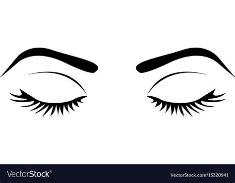 monochrome silhouette with female eyes closed and vector image
