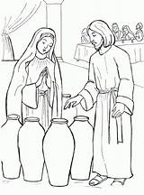Coloring Wine Water Jesus Into Pages Turns Bible Popular sketch template