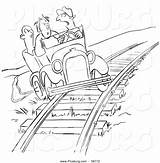 Railroad Tracks Driver Coloring Clip Taking Late Retro Vintage Picsburg sketch template