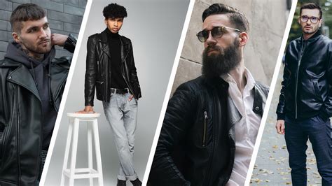 leather jacket outfits  men styling  easy cool