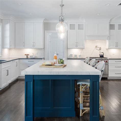 navy blue kitchen island  white kitchen design blurmark