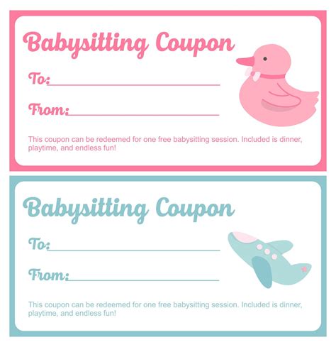 printable babysitting voucher template