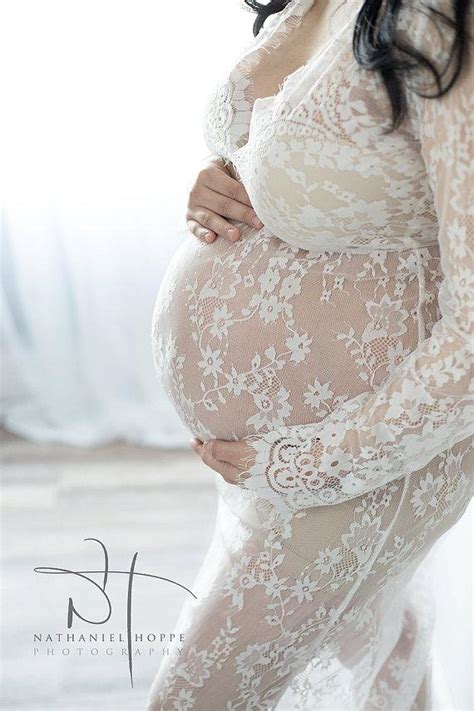 elegant white lace maternity photography props dresses