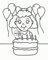 Coloring Birthday Pages Kids Happy Girl Holiday Cake Printables Wuppsy Choose Board sketch template