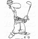 Golfer Outlined Barely Knocking Toonaday Golfing Leishman sketch template
