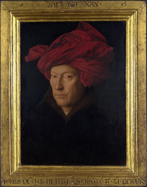 jan van eyck man   red turban  portrait  artsy