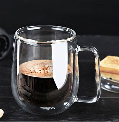 double wall glass mugs 250ml high quality fashion cups with handle for