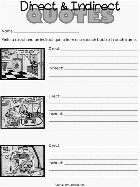Direct and Indirect Quotes Worksheet | 3 - 5 Literacy Loop