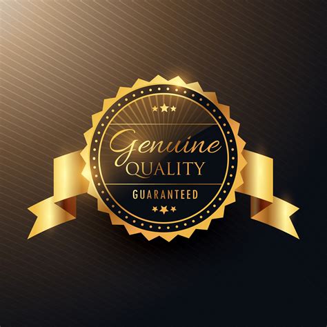 genuine quality award golden label badge design  ribbon   vector art stock