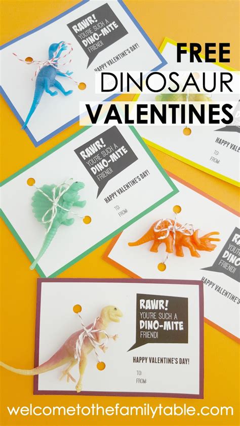 printable dinosaur valentine cards    family table