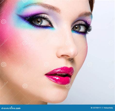 Beautiful Woman With Fashion Bright Makeup Stock Image Image 33750111