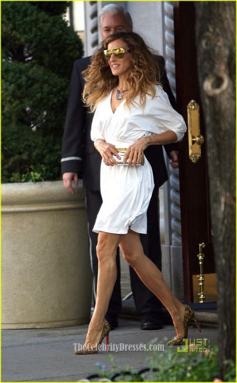 sarah jessica parker white short cocktail party dress in “sex and the city” 2 thecelebritydresses