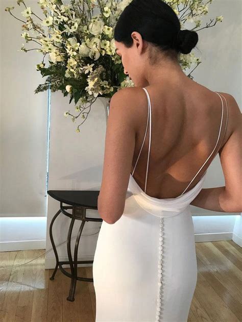 Low Back Wedding Dress With Spaghetti Straps Pin Discovered By Kelly