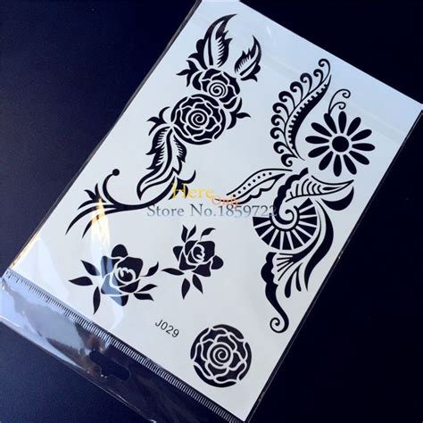 1pc fashion body art black ink henna temporary tattoo sticker hbj029