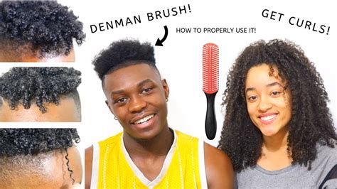 denman brush curly hair tutorial  black men short hair youtube