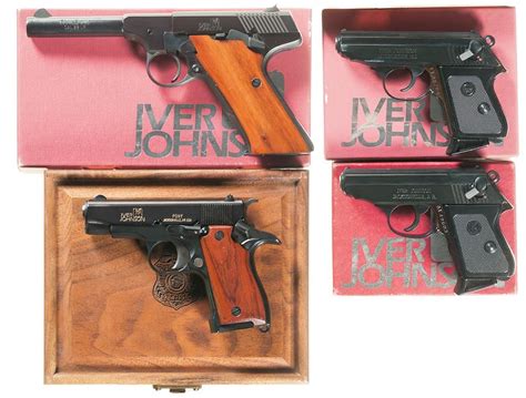 collectors lot   iver johnson semi automatic pistols  iver johnson trailsman single action