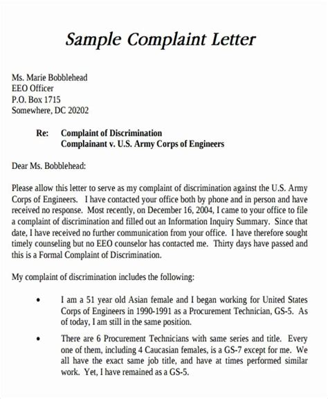 discrimination letter sample