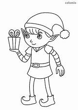 Elf Coloring Elves Gift Cute Pages sketch template