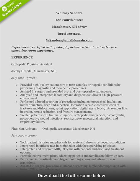 write  perfect physician assistant resume examples included