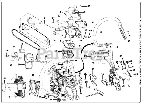 ryobi ry  ryobi  chainsaw cc general assembly part  parts lookup  diagrams