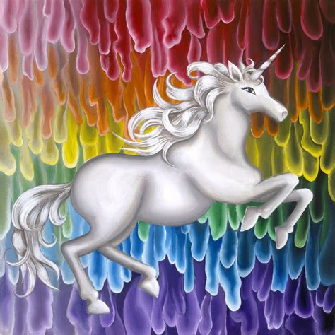 artzipper paintings acrylic rainbow unicorn  peter thaddeus