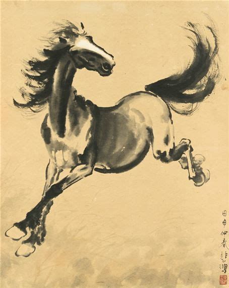 artwork  xu beihong horse   ink  color  paper horse painting horses chinese