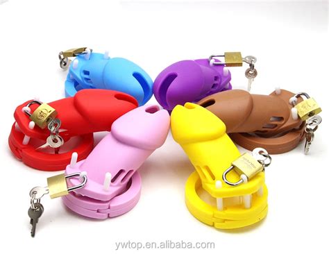 Purple Silicone Male Chastity Devices Soft Chastity Cage With 5 Cock