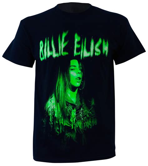 billie eilish green photo  shirt black merchrock alternative clothing