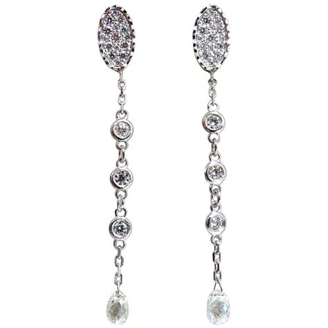 1 45 Carat Natural Briolette Diamonds Dangle Earrings 14 Karat Jackets