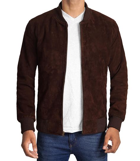 dark brown suede bomber leather jacket  shipping