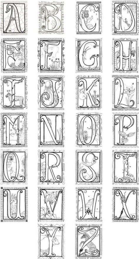 gambar printable illuminated letters coloring pages  medieval alphabet