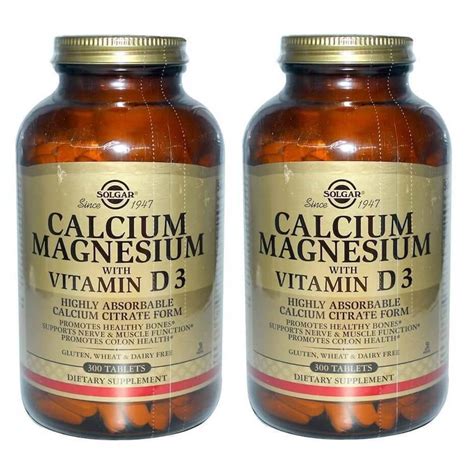 solgar calcium magnesium with vitamin d3 300 tablets 2 packs