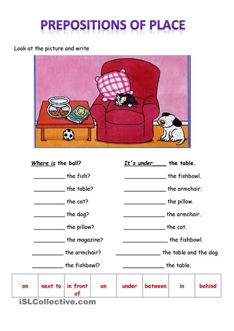 prepositions  place  eso pinterest worksheets